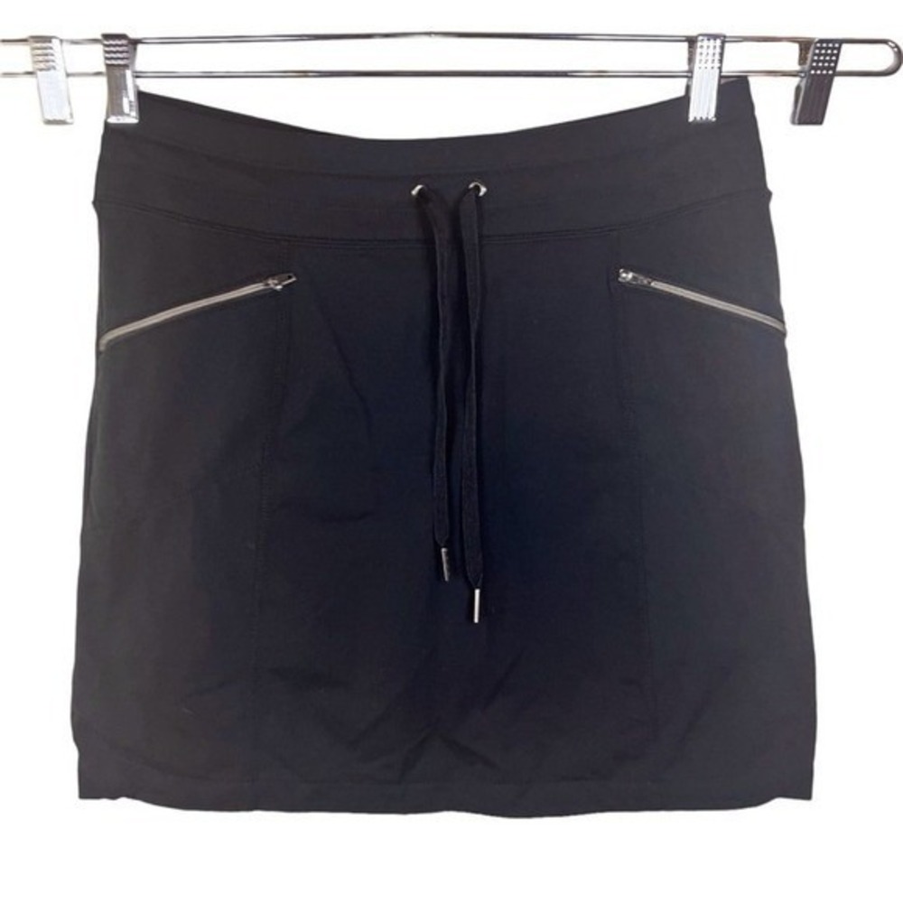 Athleta Womens Black Metro Skirt Skort Size Small Tall Zip Pockets Tennis Golf